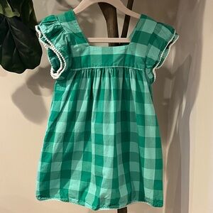 Green Checkered Kids Casual Dress